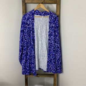 Isaac Mizrahi Blue and Purple Floral Cardigan Size 3XL